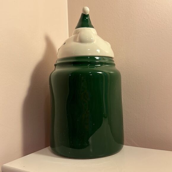 Rae Dunn SANTA PAWS Canister with Figural Dog Lid, Green and White - Picture 5 of 11